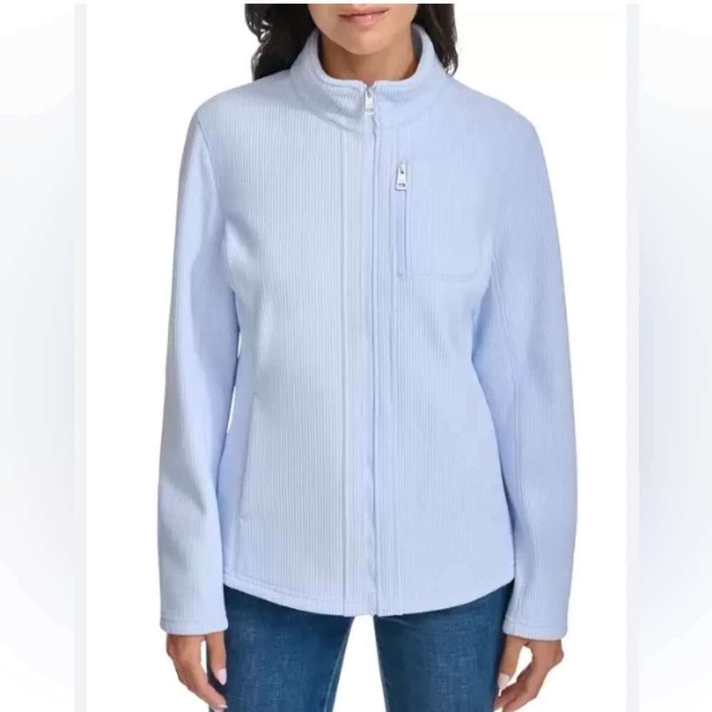 NWT Andrew Marc Women's Ribbed Full Zip Jacket Blue XXL XL